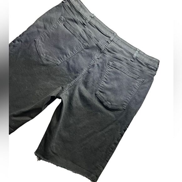 Express slim denim jean shorts cut off style black size 38 - Picture 6 of 13